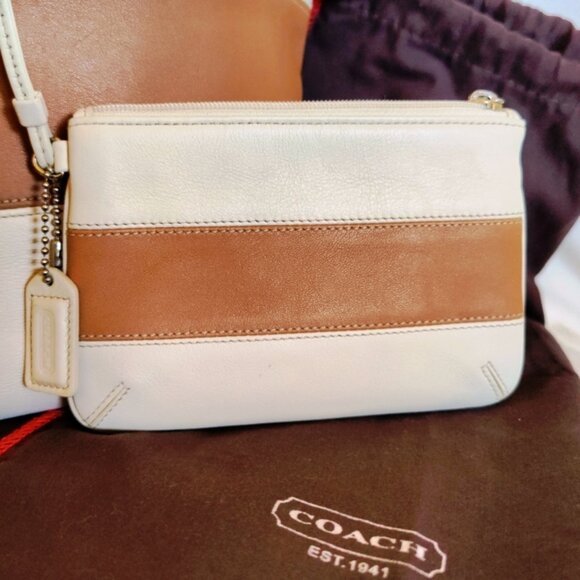 Coach Vintage Rugby Stripe Leather Duffle Sac Bucket Bag w/Matching Wristlet EUC - Picture 14 of 16